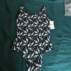 Fused Women's Black & Blue Shark-Print One-Piece Swimsuit